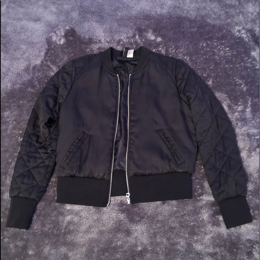 Black satin bomber jacket